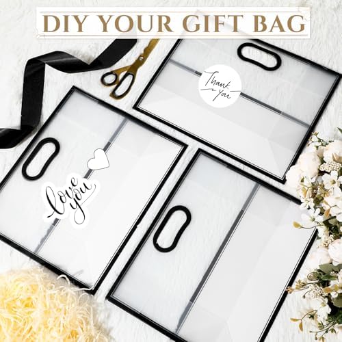 Aliceset 12 Pcs Clear Plastic Gift Bags with Handles Reusable