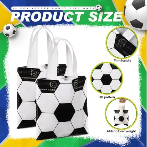 Sweetude 12 Pcs Soccer Gift Bags with Handles