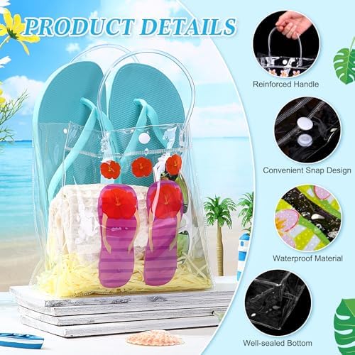 Kolldenn 36 Pcs Flip Flop Clear PVC Gift Bags with Handles