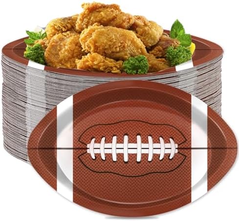 100 Pcs Football Shaped Disposable Paper Plates for Sports Events
