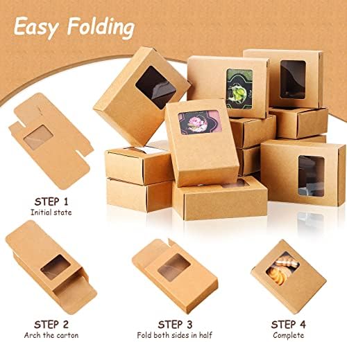 Spakon 30 Pcs Mini Kraft Soap Boxes with Window