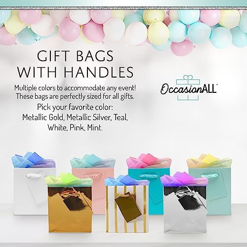 OccasionALL Mini Gold Gift Bags with Handles 12 Pack
