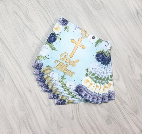 40Pcs Floral God Bless Napkins for Baptism and Religious Celebrations