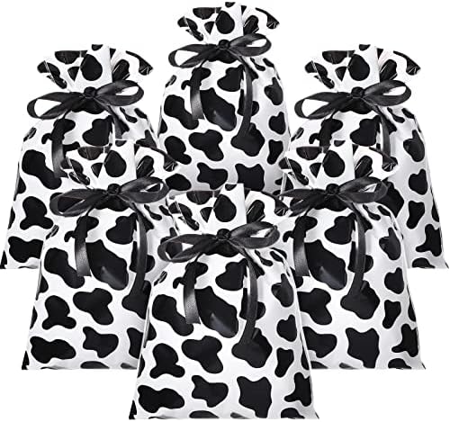 Tinlade 60 Piece 6x9 Inch Cow Cellophane Bags with 25 Yard Ribbon