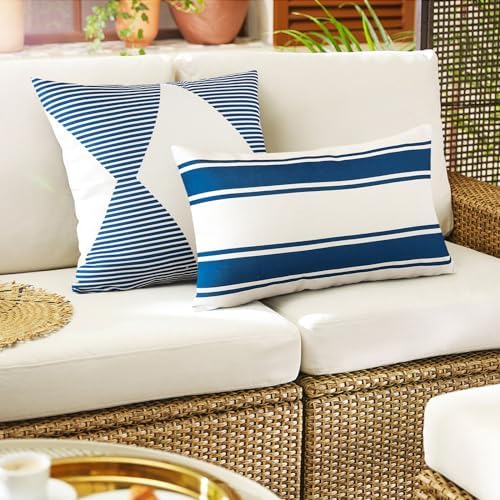 OTOSTAR Waterproof Pillow Covers 12x20 Inch Pack of 4 Navy Blue