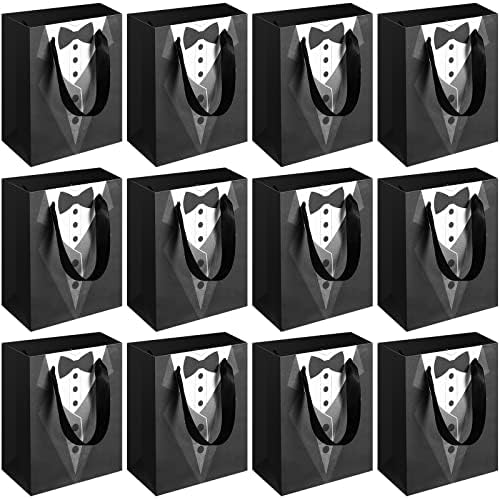 Sinmoe 24 Pack 7 Inch Gift Bags Wedding Favor Tuxedo Treat Wraps
