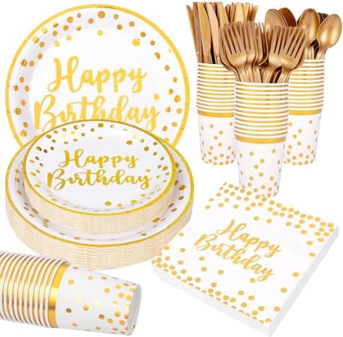 Supernal 350pcs Birthday Plates and Napkins Set