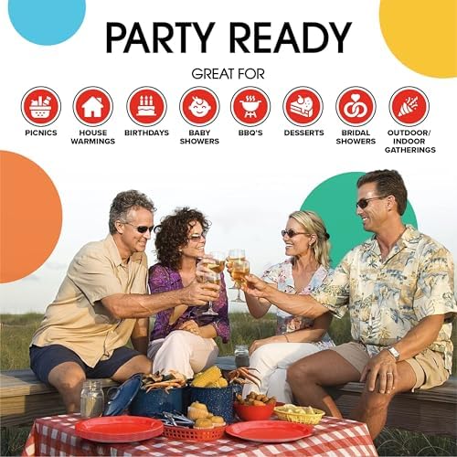 Exquisite Heavy Duty 7 Inch Red Paper Plates 100 Pcs Party Supplies