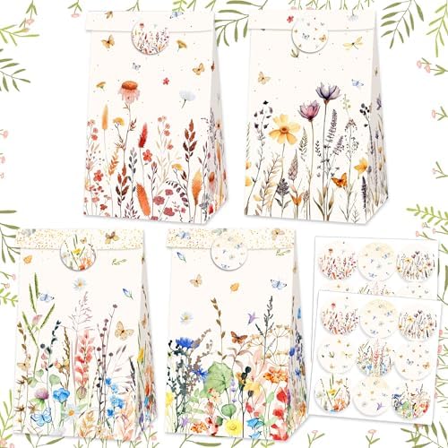 BACH AND BOUJEE 12PCS Wildflower Party Bags with Stickers