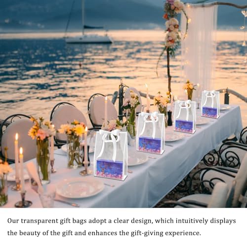 15 Pack Clear Plastic Gift Bags with Handle