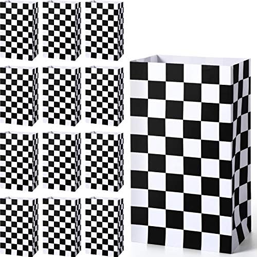 28 Pack Checkered Racing Treat Bags for Birthday Parties
