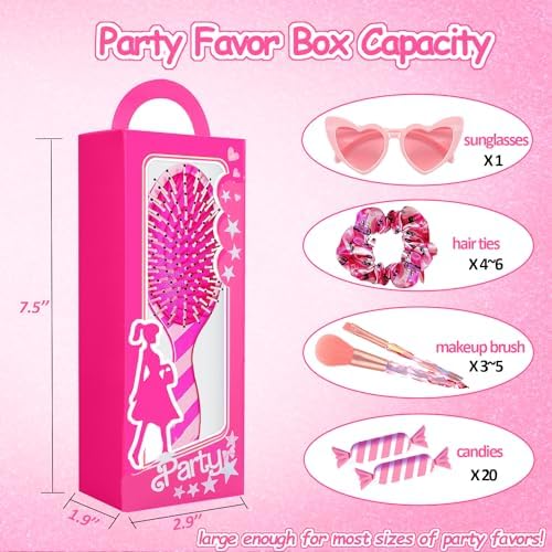 Xiamoor 12 Pack Hot Pink Girl Party Favor Boxes