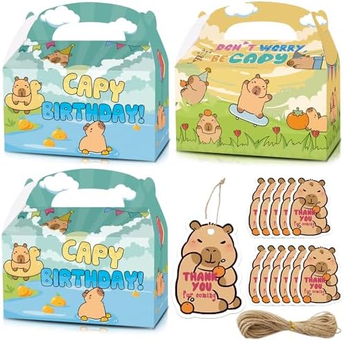 Capybara Party Favor Boxes 12 Pcs Gift Set