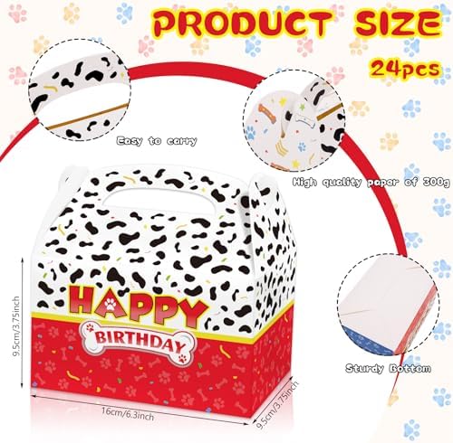 24 Pack Cartoon Dog Paw Treat Boxes for Birthday Parties