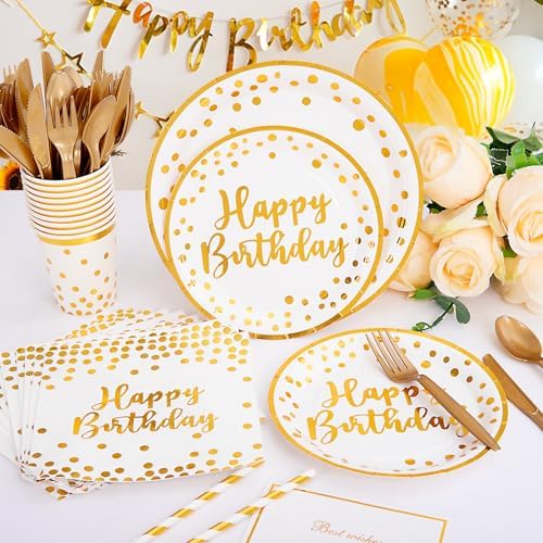 Supernal 350pcs Birthday Plates and Napkins Set