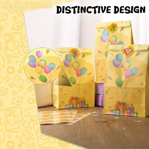 LovesTown 24 Pack Party Favor Bags with Stickers
