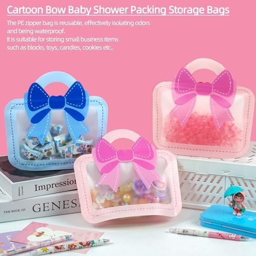 30 Pack Cartoon Bow Goodie Bags for Kids Birthday Parties