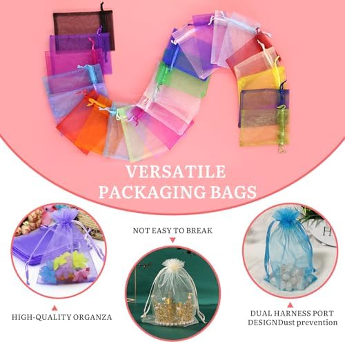 100PCS Sheer Organza Bags With Drawstring for Wedding and Party Favor