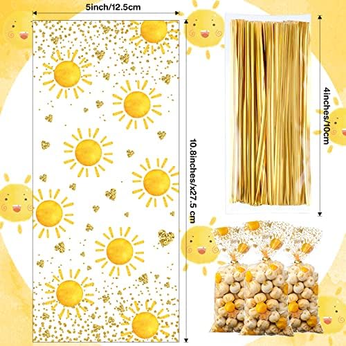 100 Pcs Boho Sun Gift Bags with Twist Ties