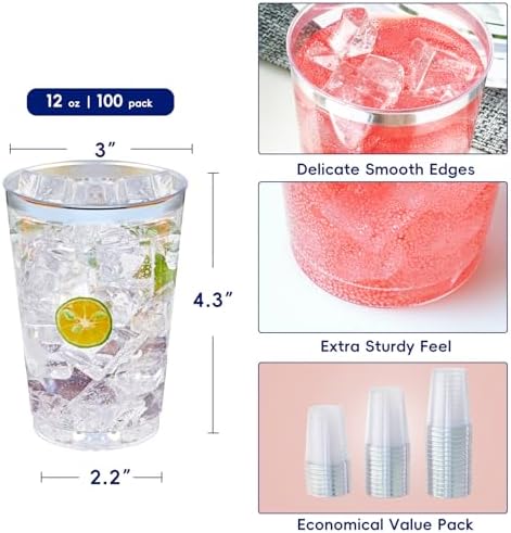 JOLLY CHEF 100 Pack Silver Rimmed Disposable Cups
