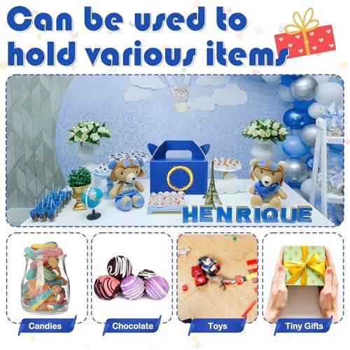 32 Pcs Dark Blue Hedgehog Party Favor Boxes with Handles