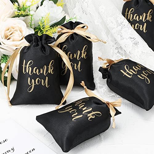 Sieral 50 Pcs Drawstring Thank You Satin Gift Bags