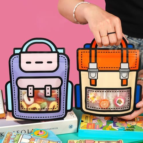 30 Pack Cartoon Gift Bags with Handle Reusable Ziplock