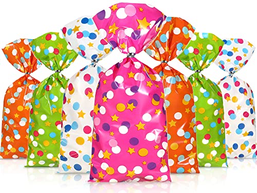 Pajean 100 Pcs Cellophane Treat Bags with Twist Ties