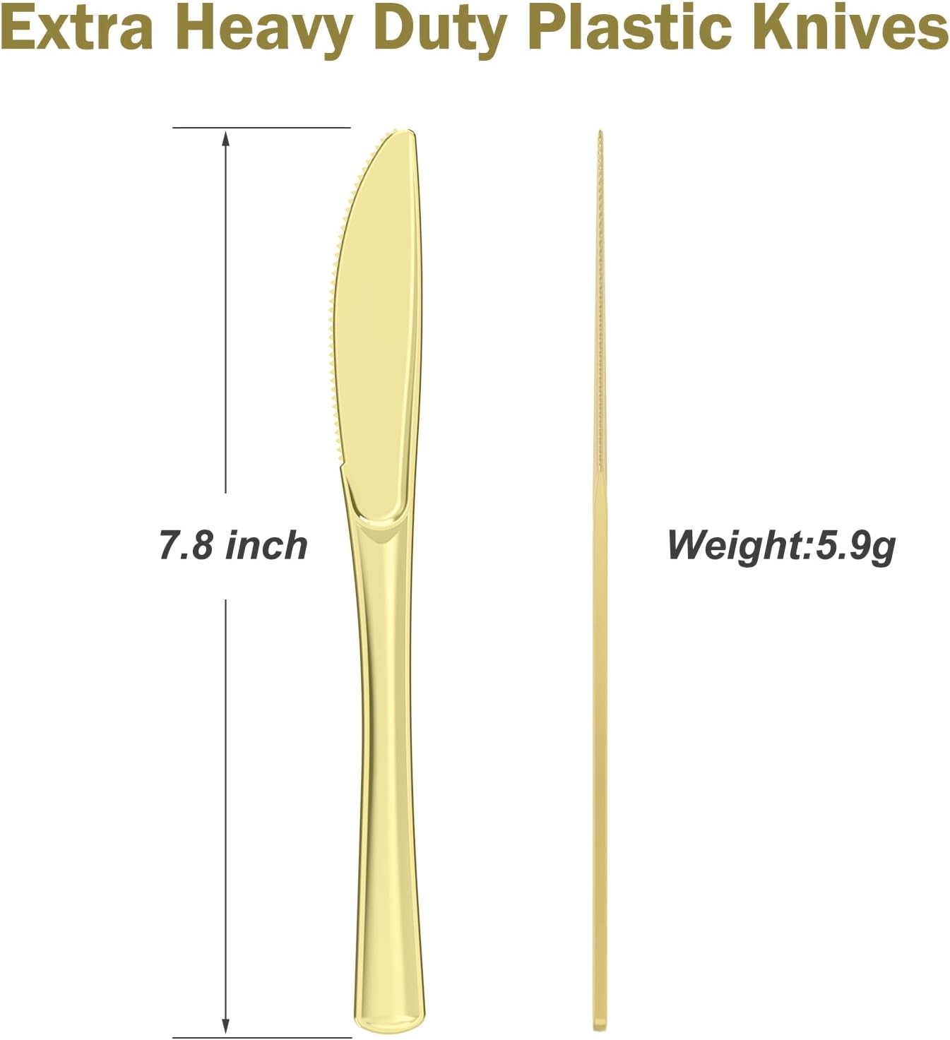 100 Count Heavy Duty Gold Plastic Knives for Parties