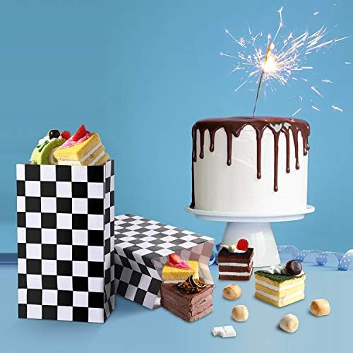 28 Pack Checkered Racing Treat Bags for Birthday Parties