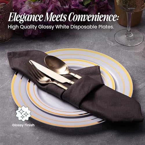 Ayas 60 Gold Rimmed Plastic Plates Set