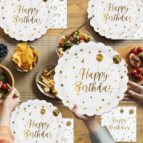 50PCS Happy Birthday Party Plates and Napkins Set