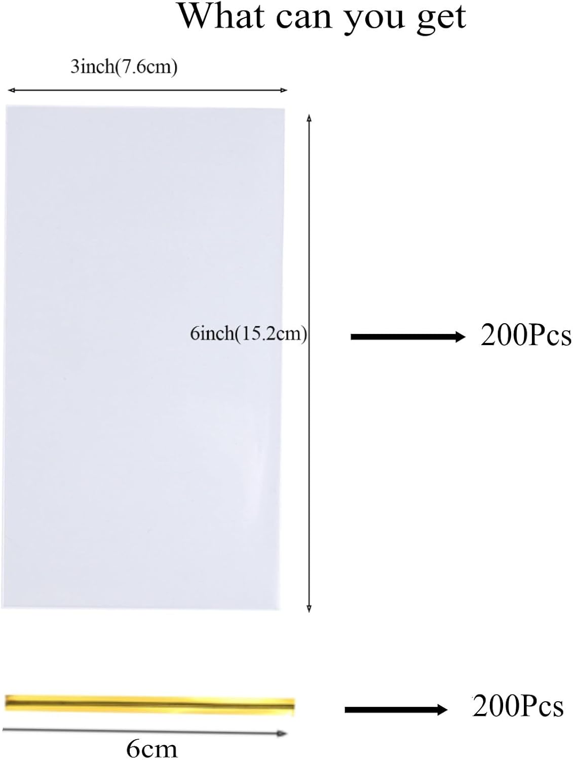 Clear Cellophane Bags with Gold Ties 200 Pack
