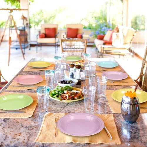 72 Pieces Pastel Rainbow Paper Plates 7 Inch Bulk Plates