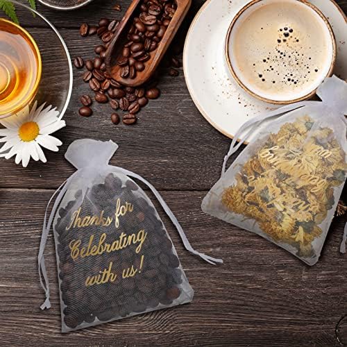 Riakrum 100 Pcs White Drawstring Organza Gift Bags
