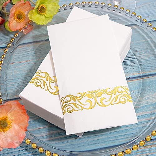 WDF 150 Pack Gold Napkins Disposable 3 Ply
