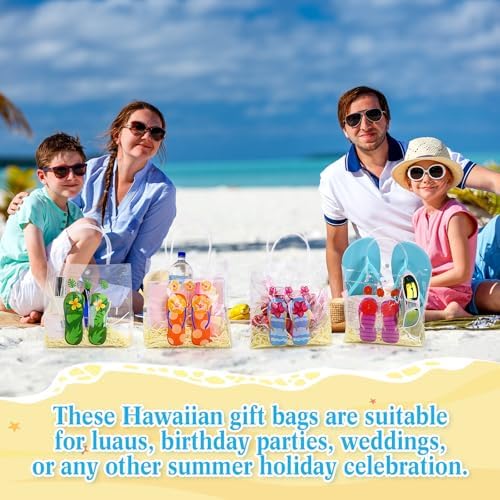 Kolldenn 36 Pcs Flip Flop Clear PVC Gift Bags with Handles