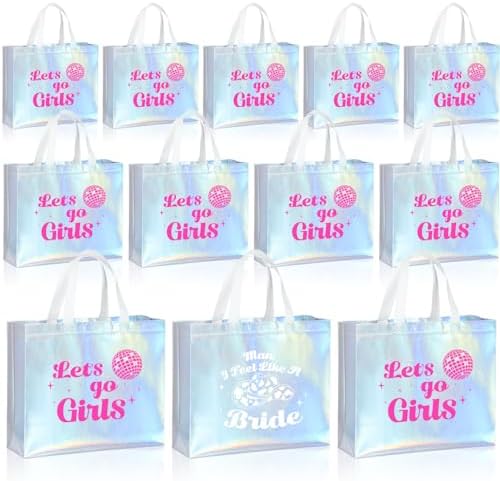 Cindeer 12 Pcs Lets Go Girls Bridesmaid Bags Holographic