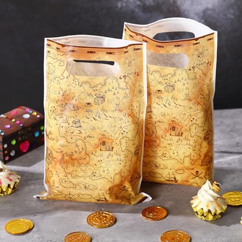 Pajean Pirate Party Favor Bags 100 Pcs Treasure Map Gift Wrapping