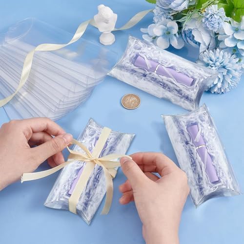BENECREAT 30 Pack Clear Plastic Pillow Favor Box