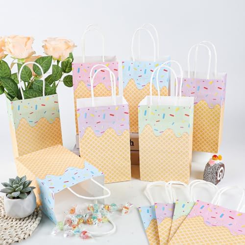 16Pcs Ice Cream Gift Bags with Handles