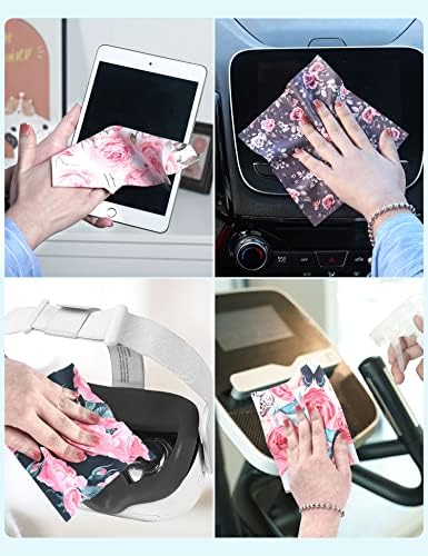 6PCS Thickened Microfiber Glasses Cleaning Cloth with Flower Design