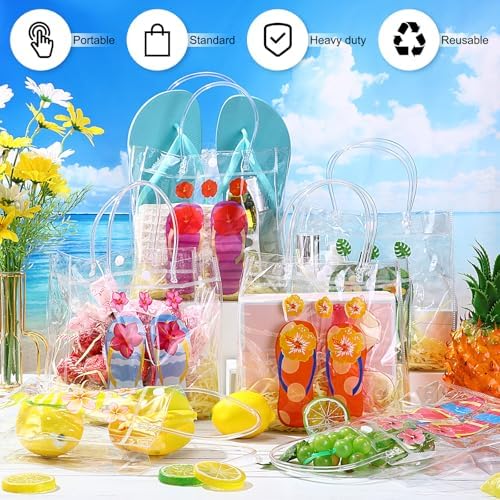 Kolldenn 36 Pcs Flip Flop Clear PVC Gift Bags with Handles