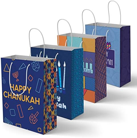 The Hanukkah Company Gift Bags - 4 Pack 5x8 Inch Blue
