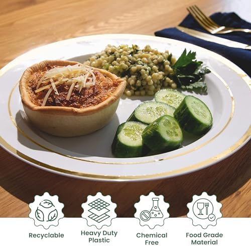 Ayas 60 Gold Rimmed Plastic Plates Set