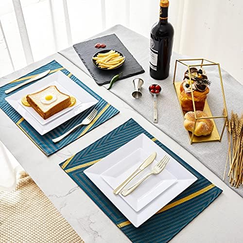 N9R 60PCS White Plastic Square Plates for Parties and Events
