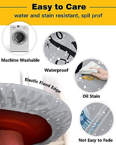 Christmas Snowman Round Waterproof Table Cover Fitted Tablecloth