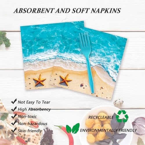 72 Pcs Ocean Themed Paper Plates and Napkins for Beach Party