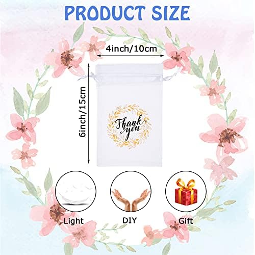 Shappy 100 Pcs Thank You Organza Bags with Drawstring