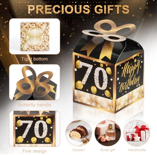 Qonmpcvu 50PCS 70th Birthday Boxes Gold Themed Gift Boxes